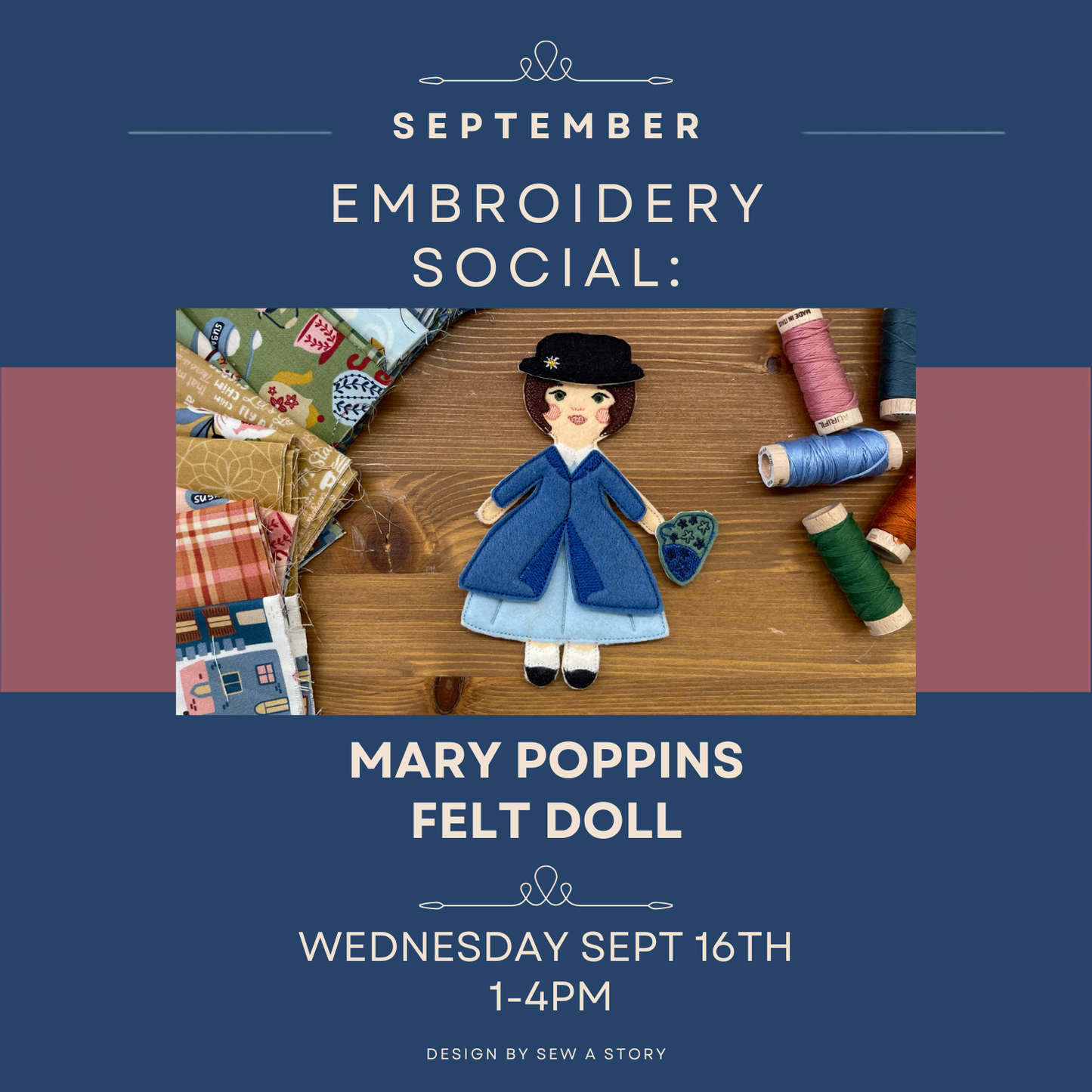 September Embroidery Social - In Person Class (SLC-EC10-2026) Wednesday September 16th, 2026