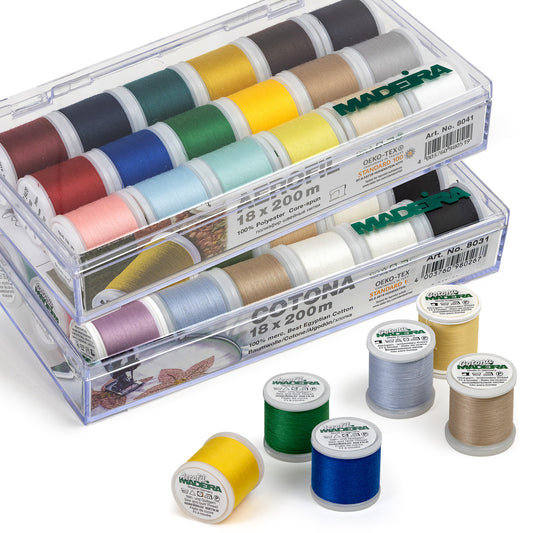 Madeira Essentials Thread Set – Cotona No. 80 & Aerofil 120 (36 Spools Total)