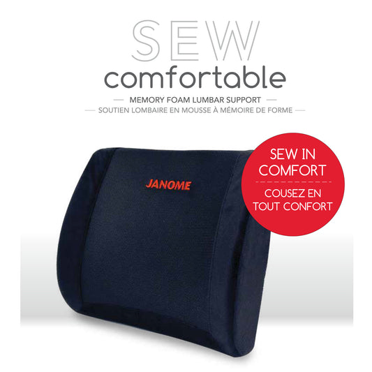 Janome Sew Comfortable Lumbar Pillow – Memory Foam Support for Sewing Chairs & Desks