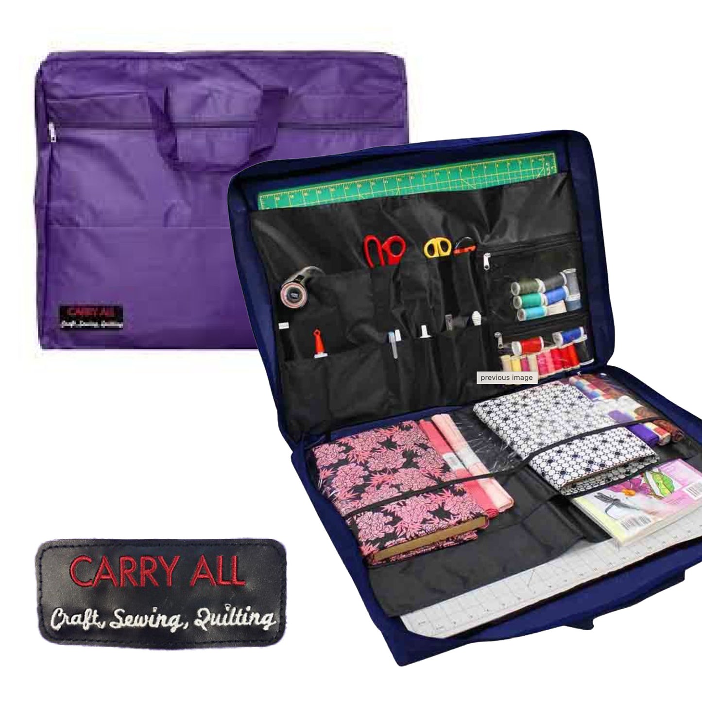 Quilting Accessory Tote - Fits Cutting Mats & Supplies with 18 Pockets